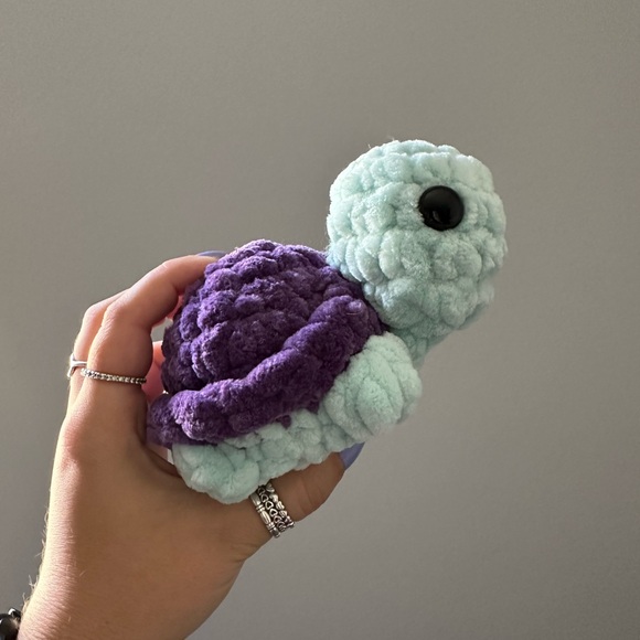 Jumbo Velvet Crochet Turtle, Handmade Crochet Plushie, Brand New Stuffie - Picture 3 of 3